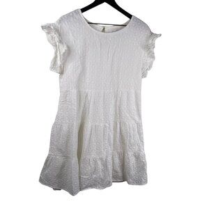 Petal and Pup Dress Women's White M/L Eyelet Tiered Ruffle Cottage Core Boho